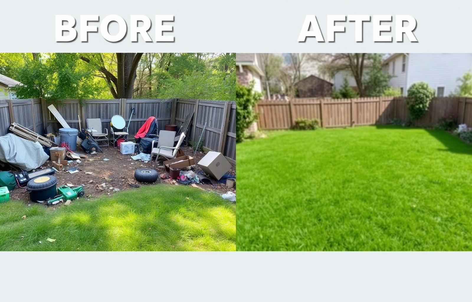 Yard waste removal before and after